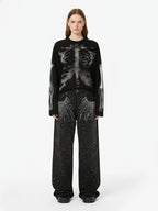 Skeleton Graphic Waffle Sweatshirt - 2495