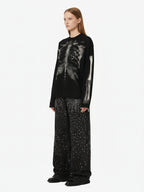 Skeleton Graphic Waffle Sweatshirt - 2495