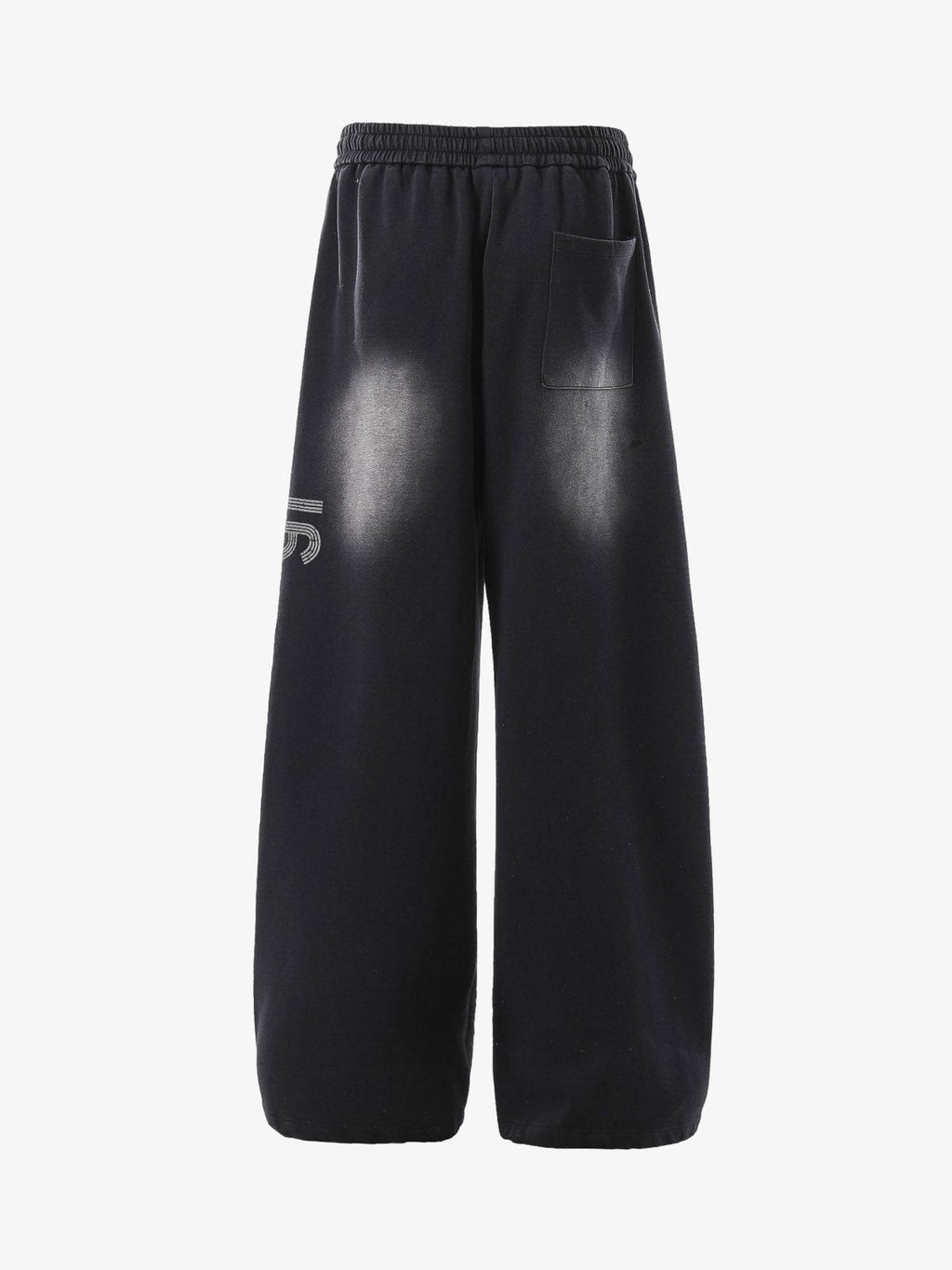 French Terry Distressed Gradient Drawstring Wide Leg Pants