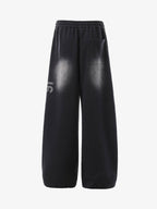 French Terry Distressed Gradient Drawstring Wide Leg Pants