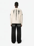 Skeleton Graphic Waffle Sweatshirt - 2495