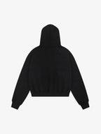 Street Hip-Hop Rhinestone Cropped Zip Up Hoodie