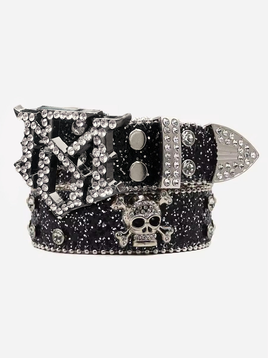 Theprecipice Rhinestone Skull Belt - 1668