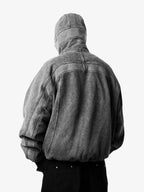 Fleece Retro Zipper Eye-Hood Design Hooded Jacket - 2489