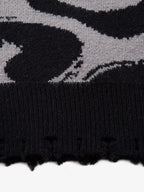 High Street Dark Skull Frayed-edge V-neck Sweater Vest
