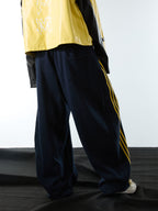 Fleece Vintage Side Stripe Drape Paratrooper Machete Wide Leg Pants - 2488