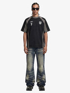 Suede-Touch Embroidered Sport Color-Block T-Shirt