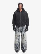 Abstract 3D Digital Print Wide-Leg Jeans