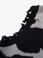 High Street Dark Skull Frayed-edge V-neck Sweater Vest