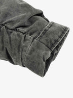 Vintage Distressed Pleated Shearling Collar Fleece Jacket