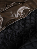 Retro Brown Faux Leather Zip-Up Bomber Jacket