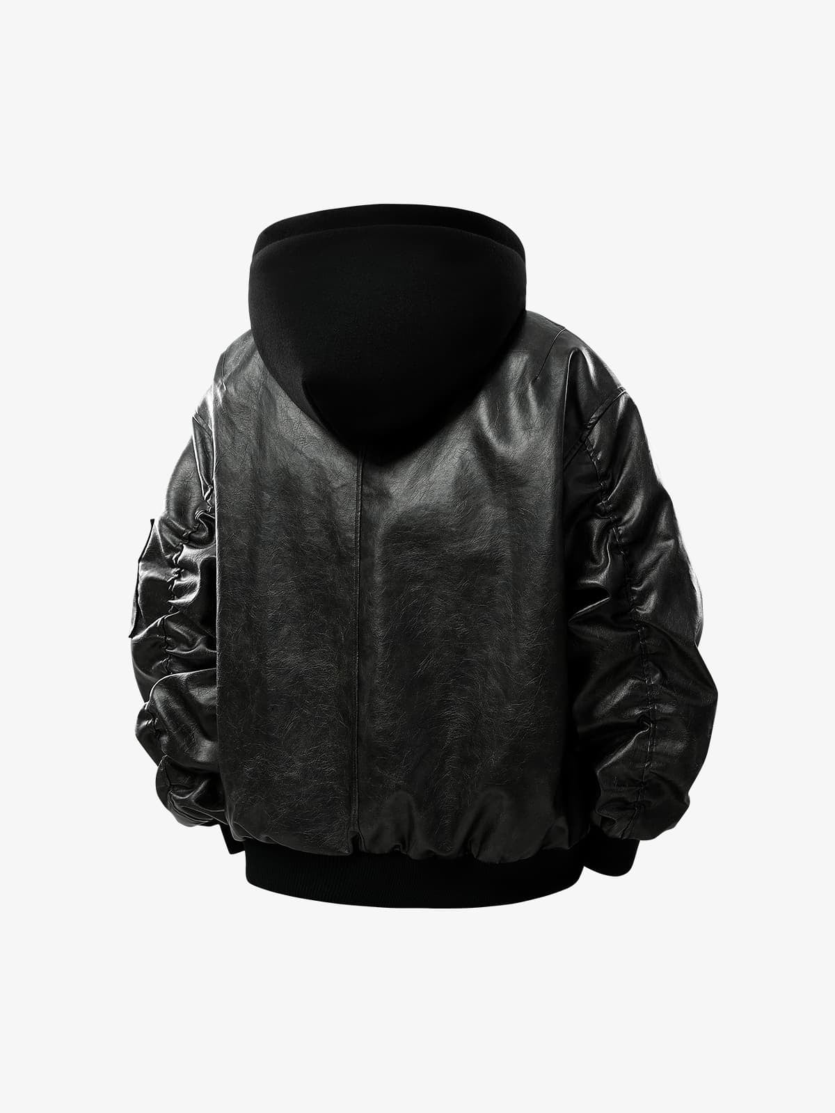 Retro Distressed Washed PU Leather Cotton Jacket