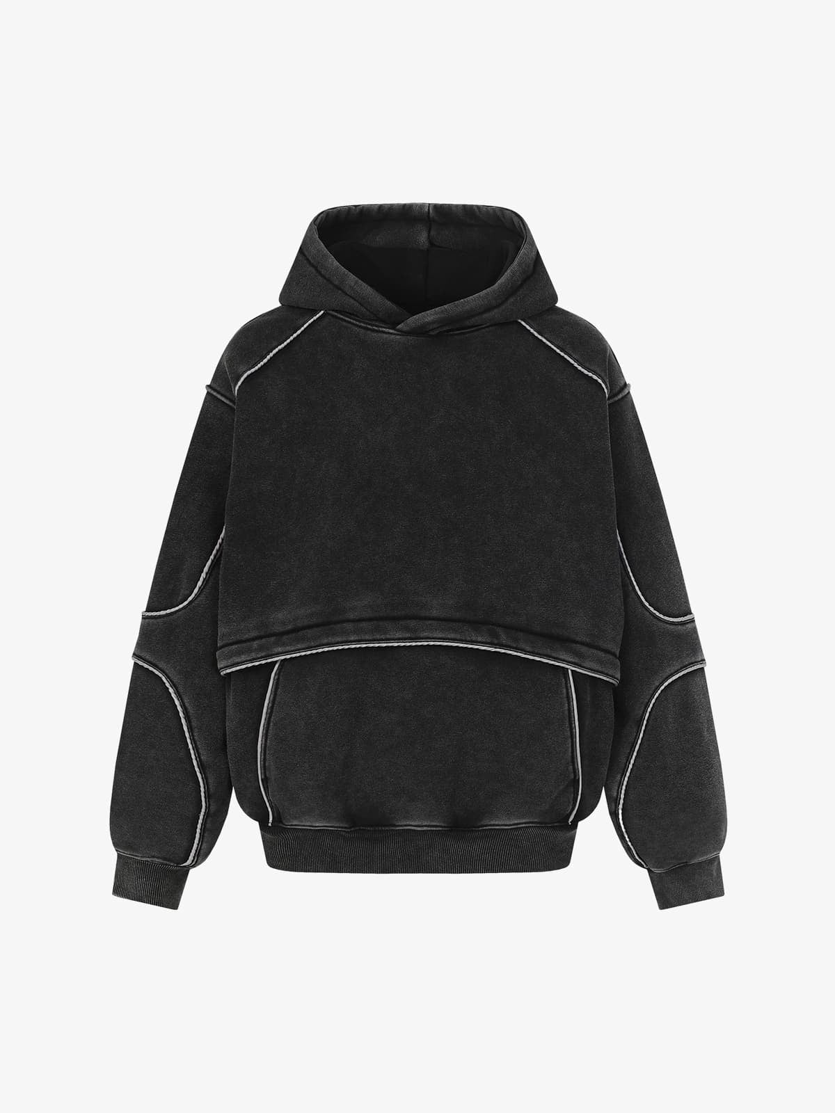 Retro Deconstructed Patchwork Washed Hoodie