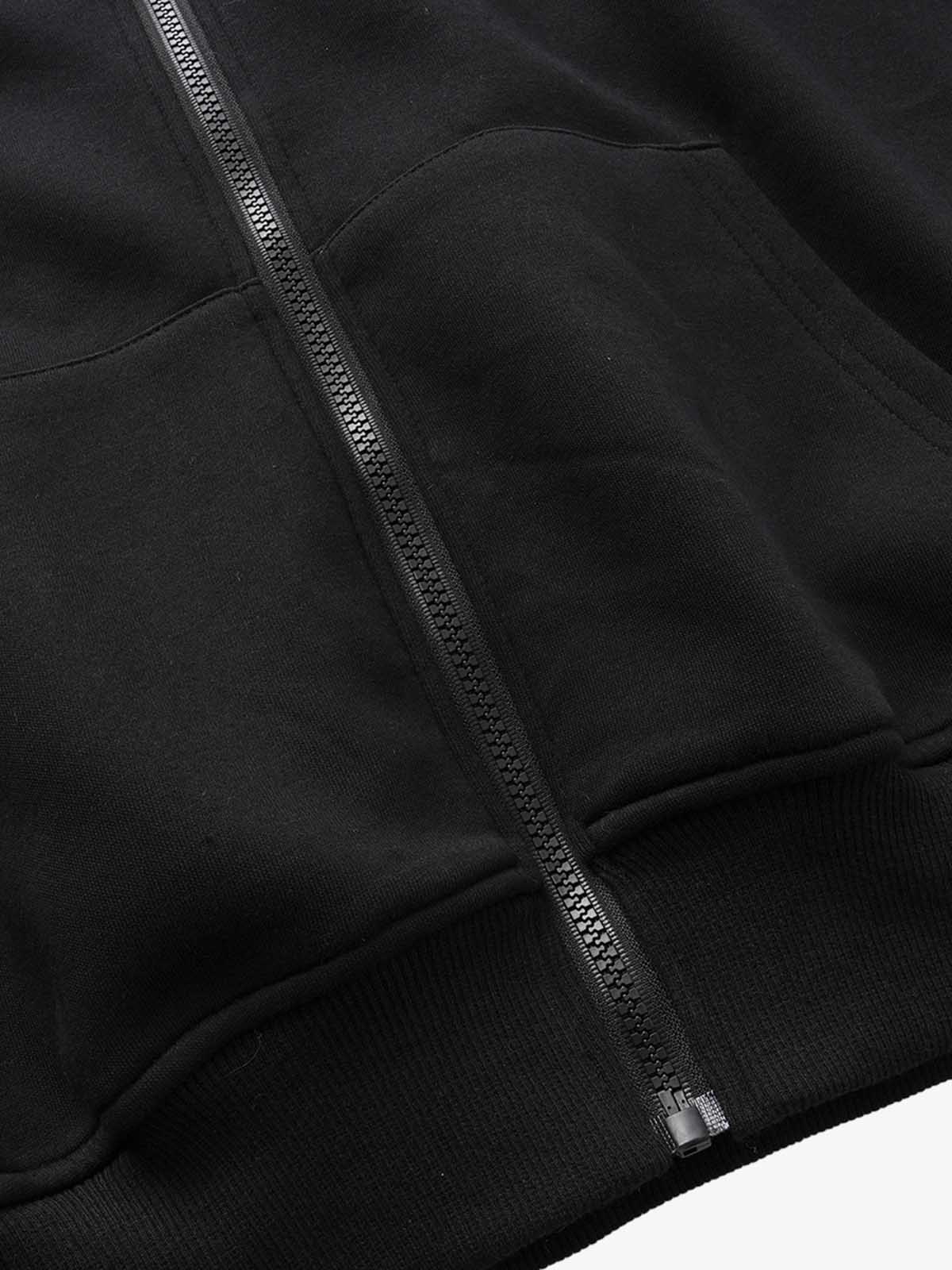 Spine Graphic Distressed Hood Zip Hoodie