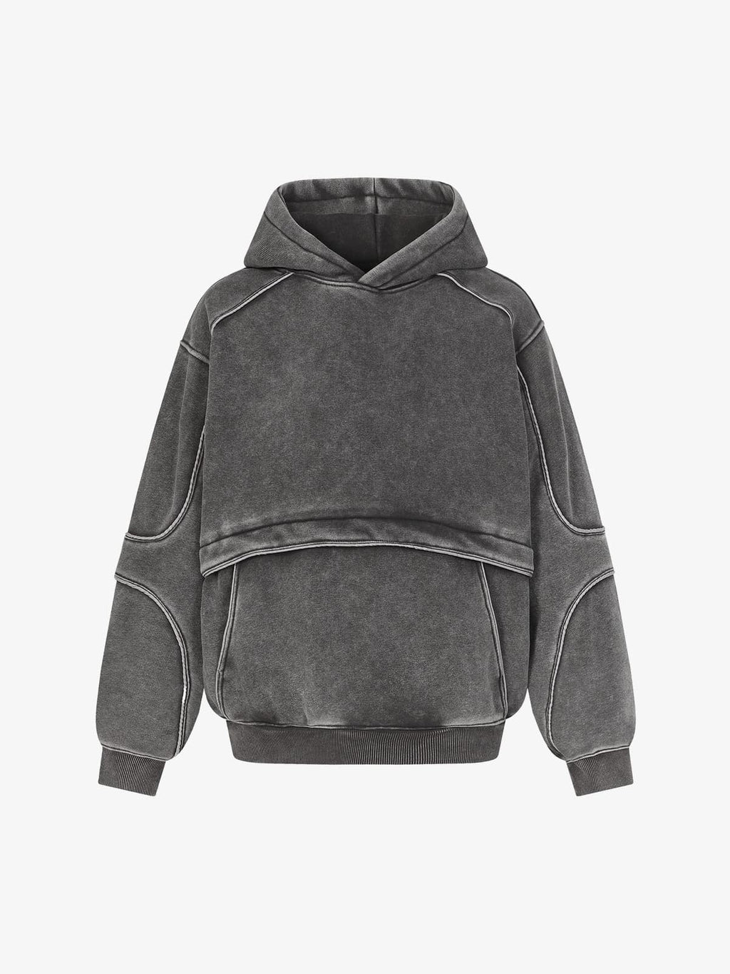 Retro Deconstructed Patchwork Washed Hoodie