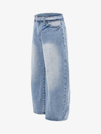 Vintage Washed Patchwork Distressed Scimitar Jeans