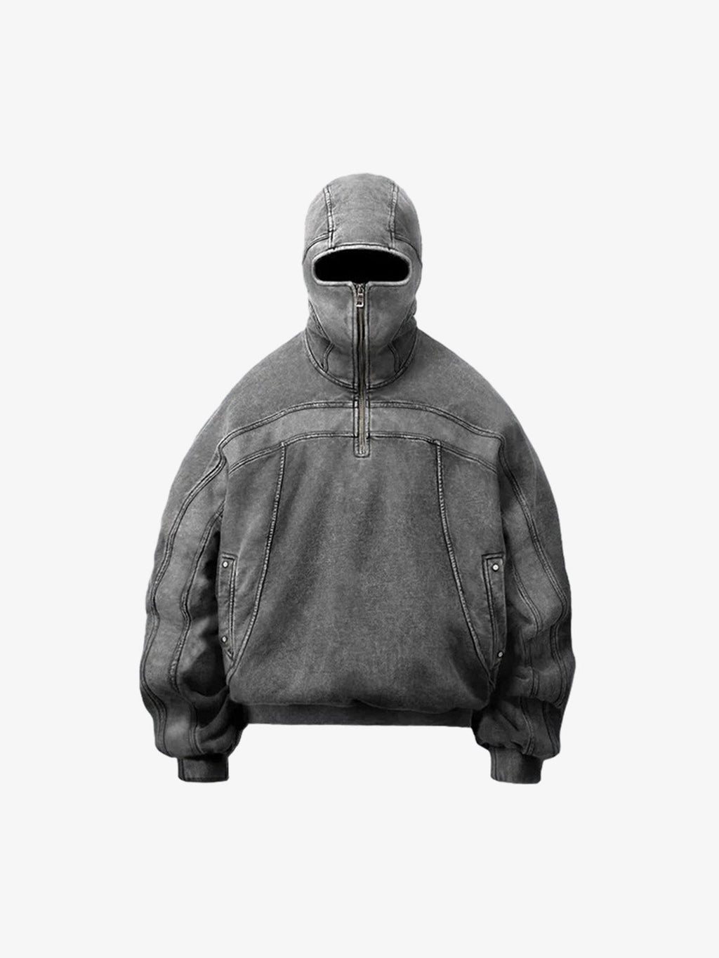 Fleece Retro Zipper Eye-Hood Design Hooded Jacket - 2489