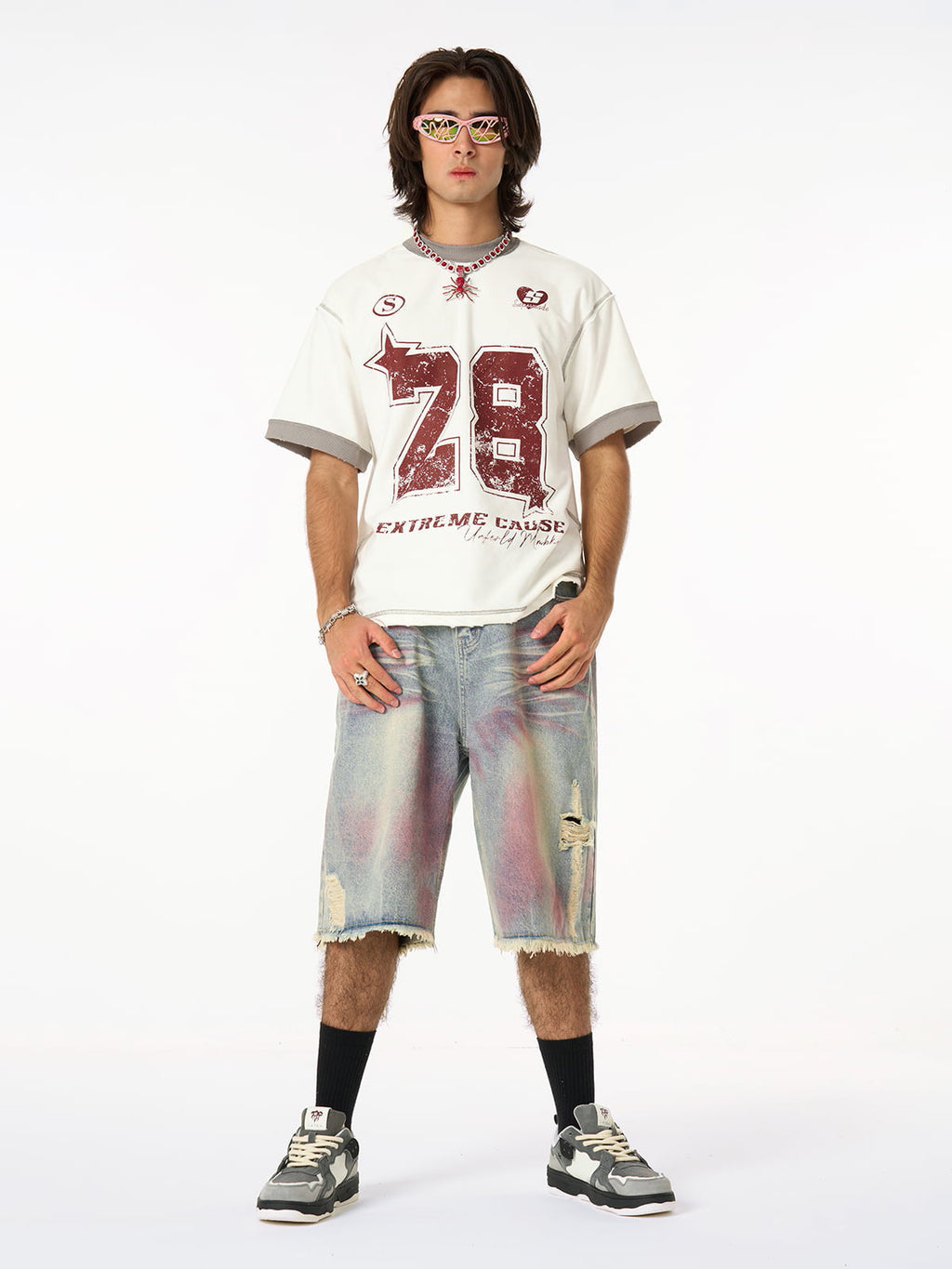 Distressed NO. 28 Jersey T-Shirt - 2442