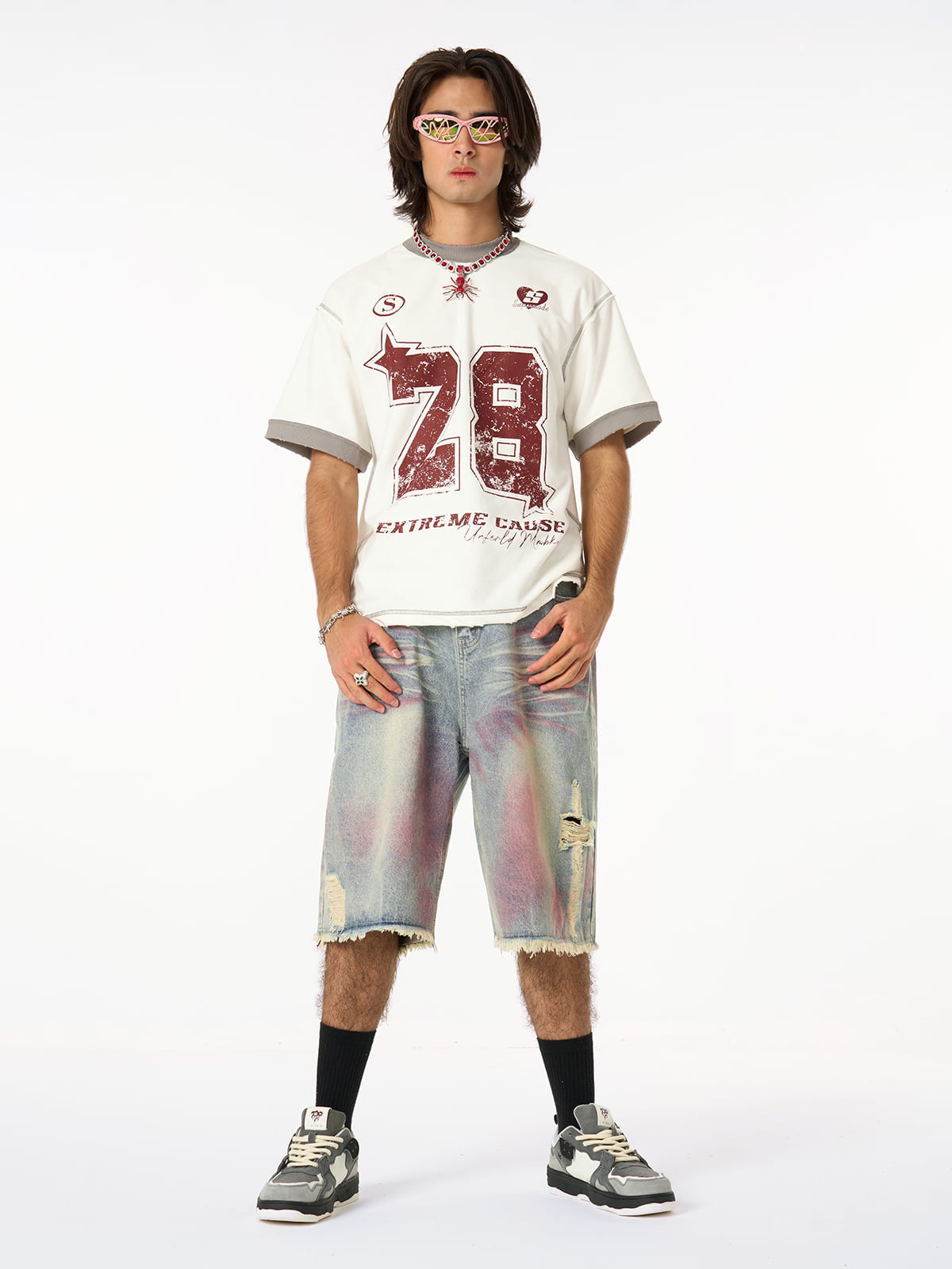 Distressed NO. 28 Jersey T-Shirt - 2442