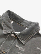Retro Washed Distressed Denim Jacket
