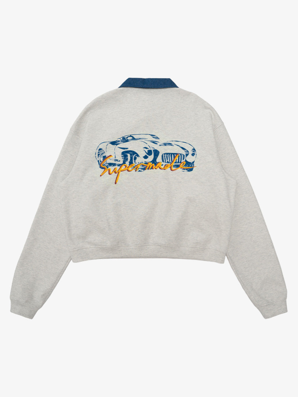 Original Denim Lapel Patchwork Sweatshirt