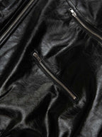 Multi-Zip Fur Hooded Leather Jacket