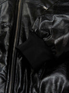 Multi-Zip Fur Hooded Leather Jacket