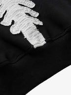 Spine Graphic Distressed Hood Zip Hoodie