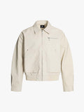 Pleated Back Sleeve Zip Up Jacket