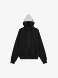 Spine Graphic Distressed Hood Zip Hoodie