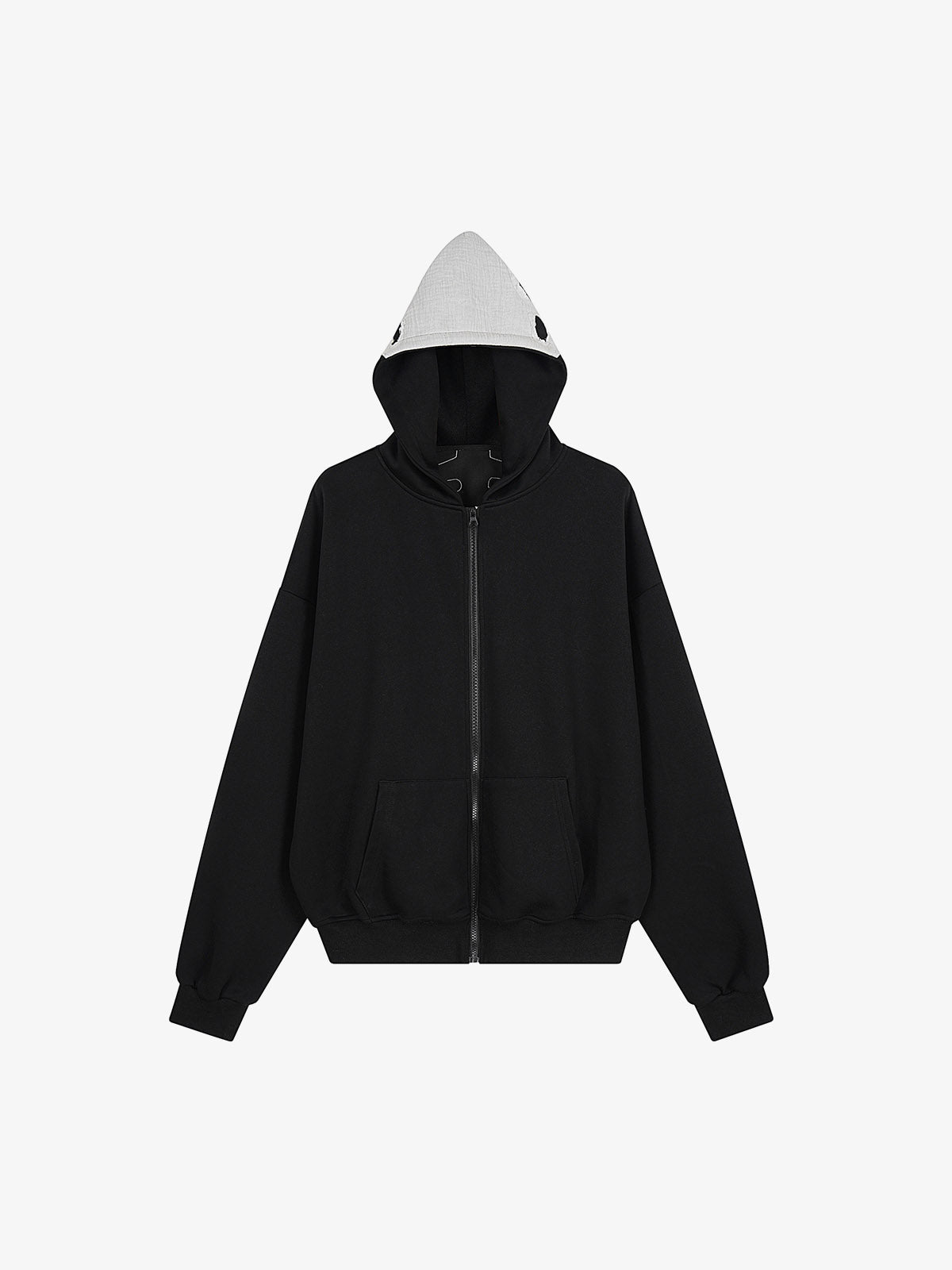 Spine Graphic Distressed Hood Zip Hoodie