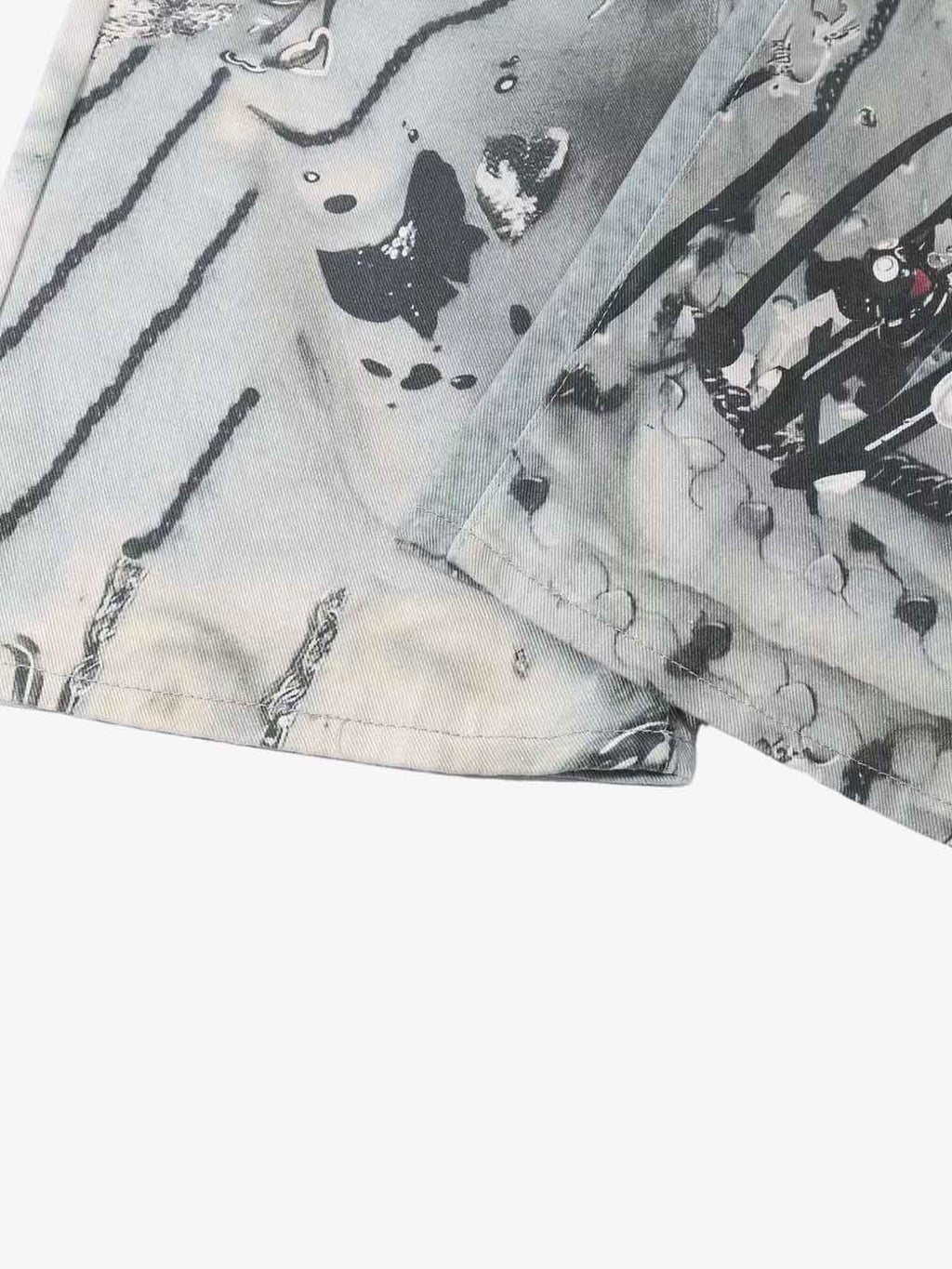 Abstract 3D Digital Print Wide-Leg Jeans