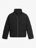 Vintage Asymmetric Zip High-Neck Puffer Jacket