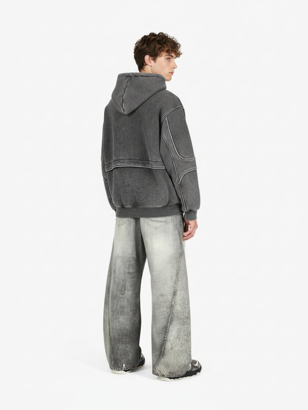 Retro Deconstructed Patchwork Washed Hoodie