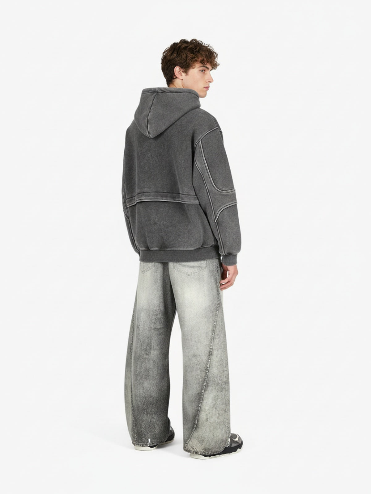 Retro Deconstructed Patchwork Washed Hoodie