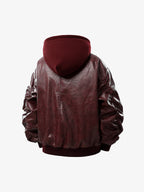Retro Distressed Washed PU Leather Cotton Jacket