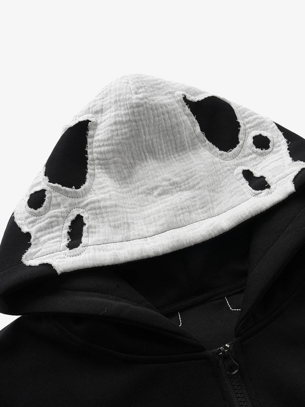 Spine Graphic Distressed Hood Zip Hoodie
