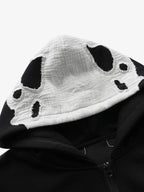 Spine Graphic Distressed Hood Zip Hoodie