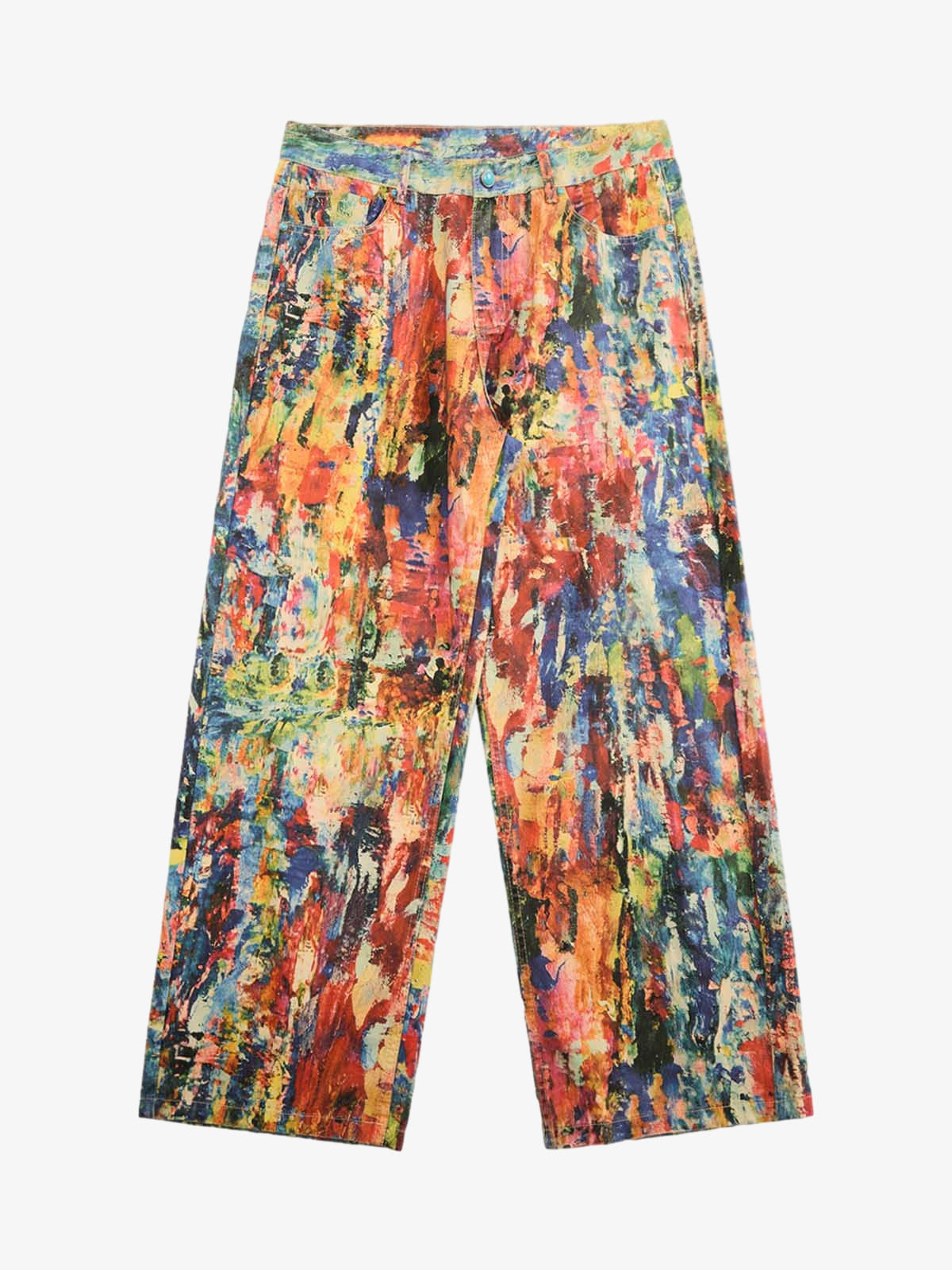 Street Oil Painting Color Straight Jeans - 2348