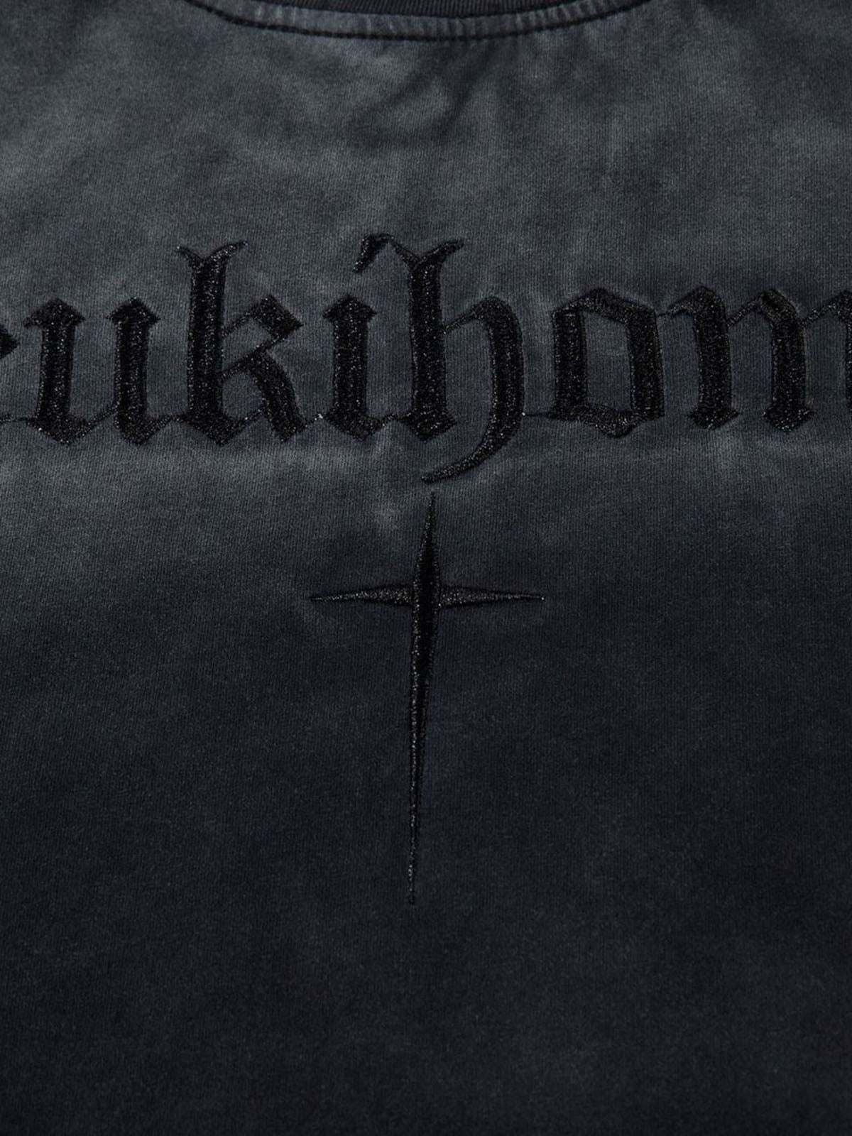 Oversized Cross and Studed T-Shirt