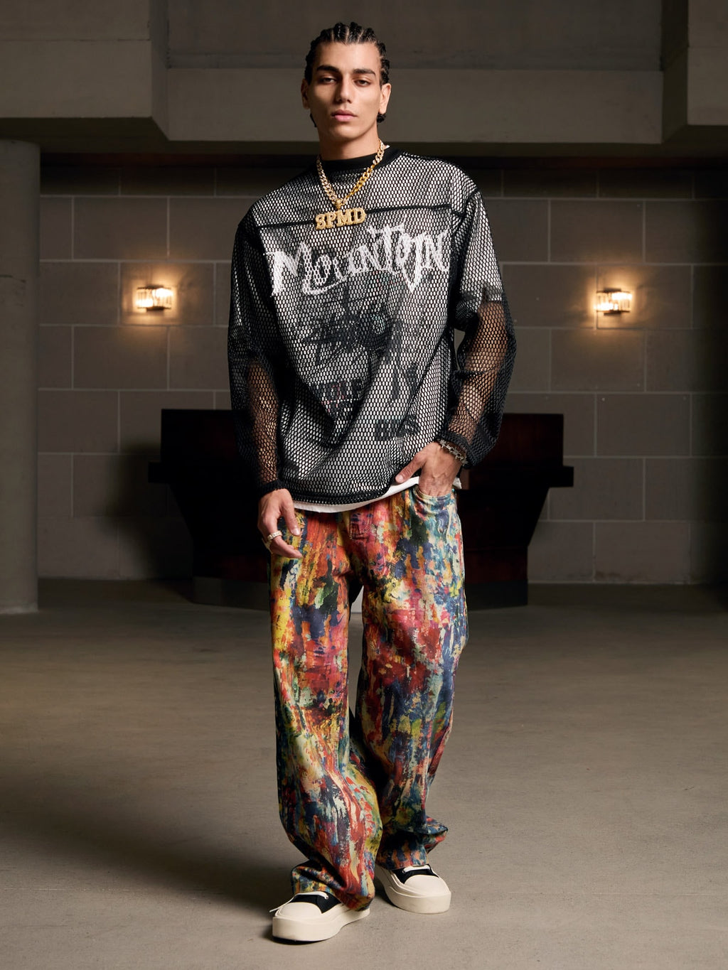 Street Oil Painting Color Straight Jeans - 2348