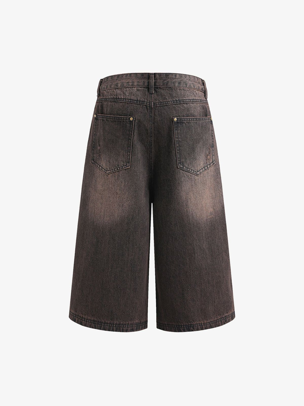 Distressed Washed Denim Cropped Jorts - 2399