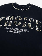 Elegant Pearl-Embellished Oversized T-Shirt