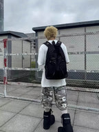 Metal Partition Multi-Pocket Nylon Backpack