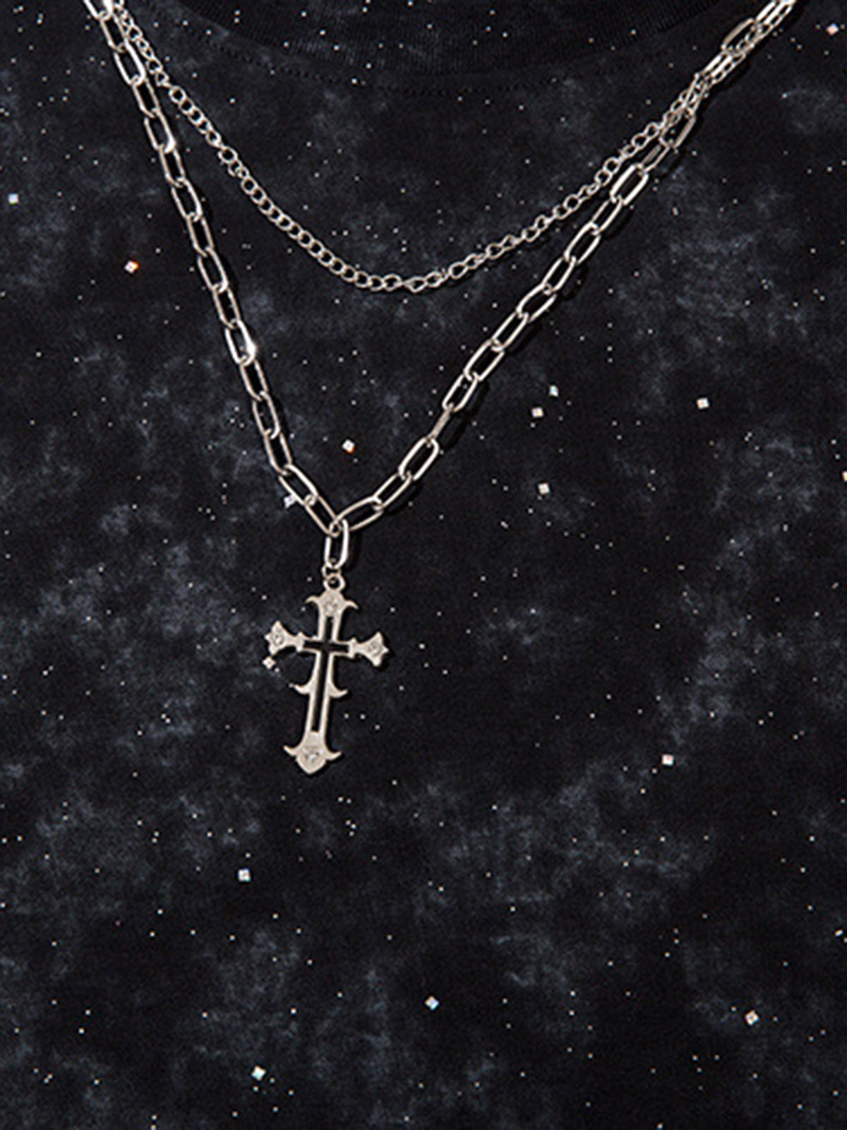 Retro Rhinestone Cross Chain Vest