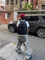 Metal Partition Multi-Pocket Nylon Backpack