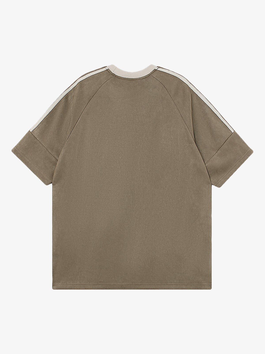 Suede Contrast Color Spliced Letter Embroidery Oversize T-shirt - 2462