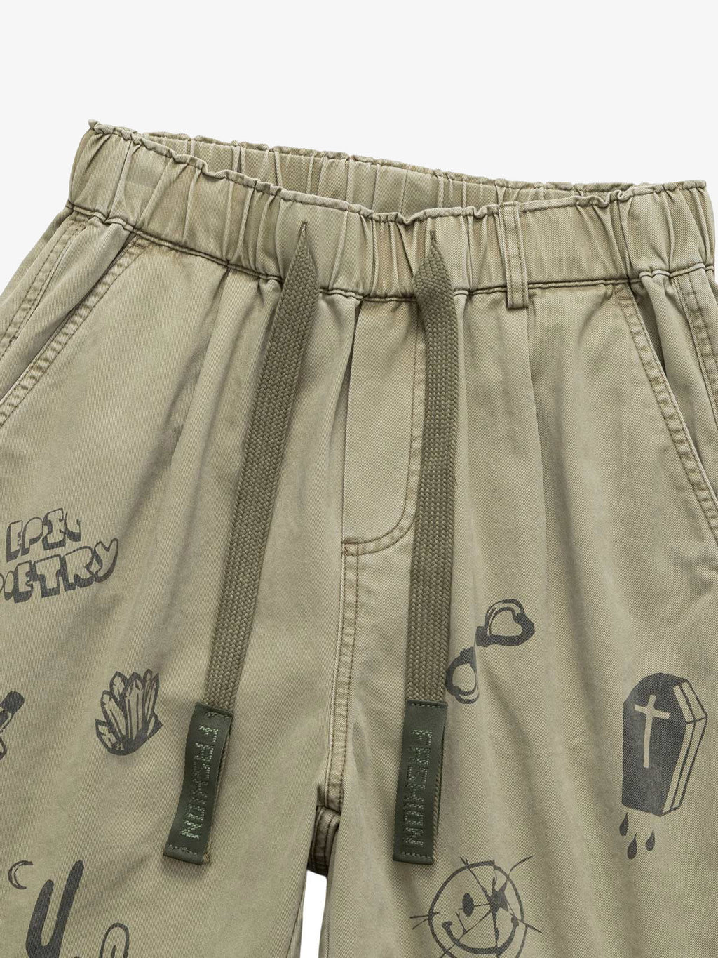 Graphic Print Drawstring Shorts